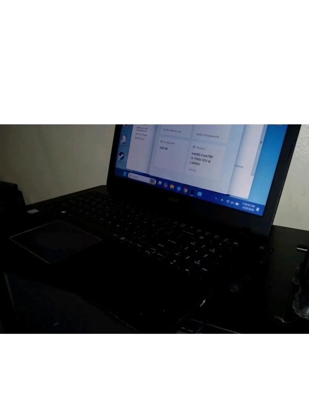 Acer Aspire E5-575 i3-7100U @2.40GHz 4GB Ram 500GB SSD Windows 11 Pro Optimized